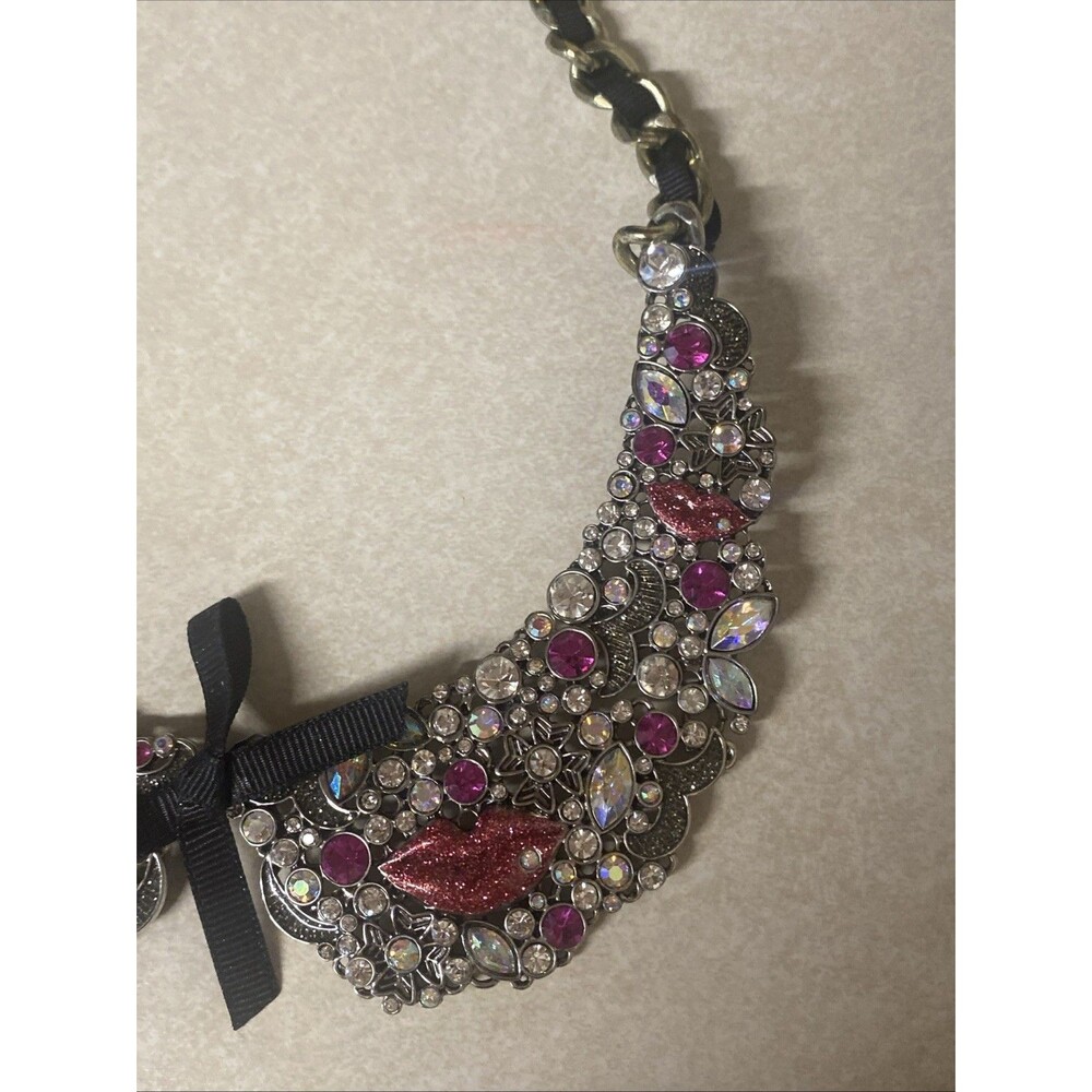 Betsey Johnson Pink, Black and Silver Jeweled Collar Necklace - Picture 2 of 13